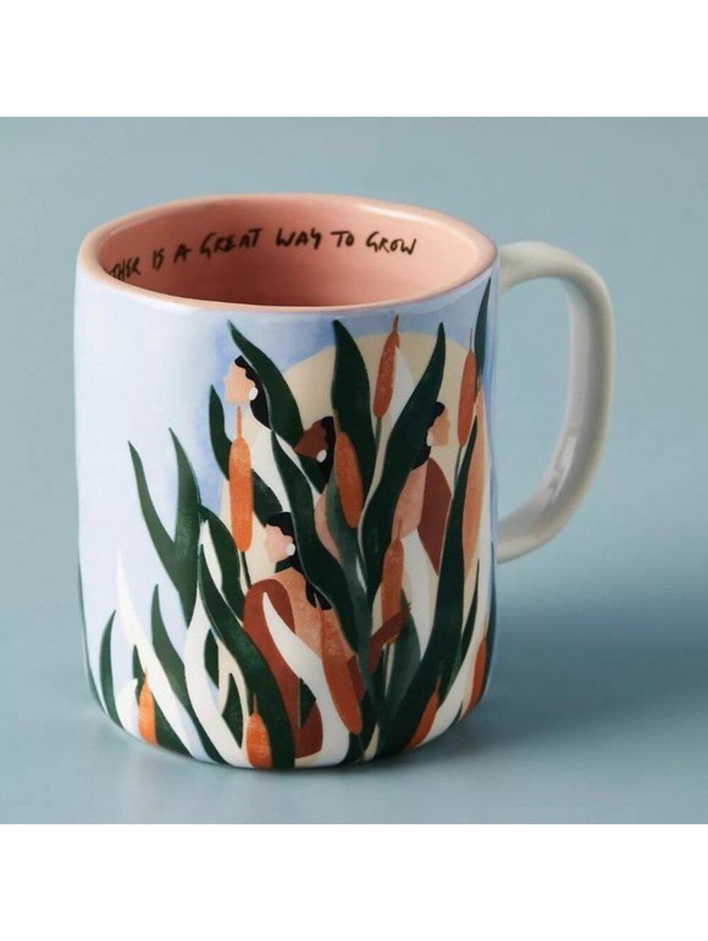 Anthropologie Happiness Blooms Mug Cattail - Picture 2 of 5